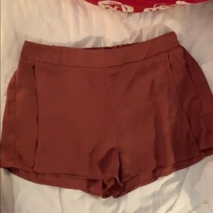 Pull on chiffon shorts burnt orange, perf for fall